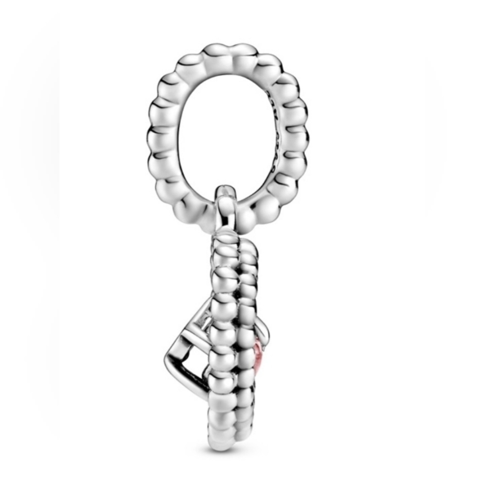 Pandora October Petal Pink Heart Dangle Sterling Silver Charm - Picture 3 of 7